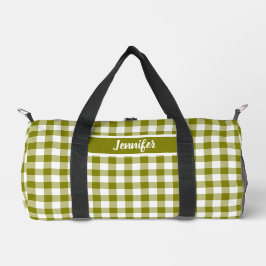 Olive Green Plaid Gingham Personalized