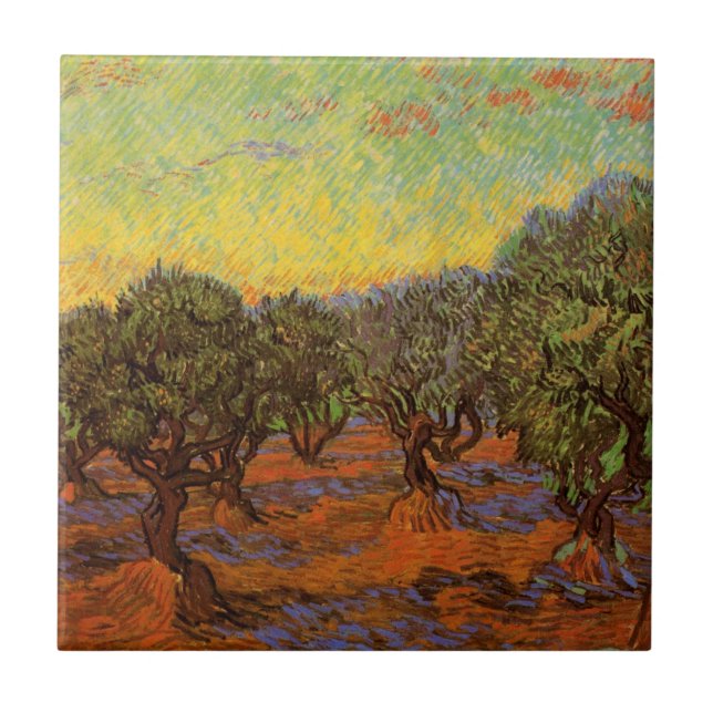 Olive Grove, Orange Sky, por Vincent van Gogh (Frente)