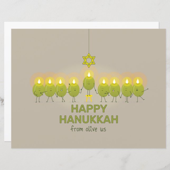 Olive Hanukkah Menorah (Frente/Verso)