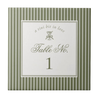 Olive Martini Old Money Wedding Table Number