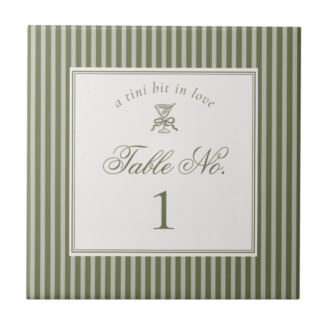 Olive Martini Old Money Wedding Table Number (Frente)