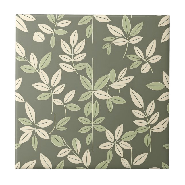 Olive Sage Botanical Leaves Pattern  (Frente)