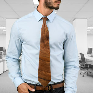 Olive Tree Wood Grain Gravata masculina moderna
