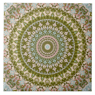 Olive Verde e Padrão Mandala Pastel