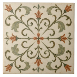 Olive Verde Videira Enrolada Floral Toscana