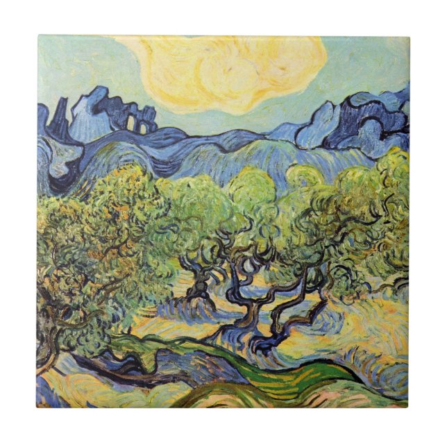 Oliveiras com Alpilles por Vincent van Gogh (Frente)