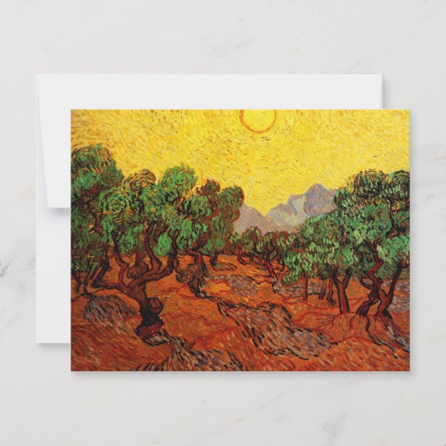 Oliveiras de Van Gogh com Céu Amarelo e Sol (Frente)