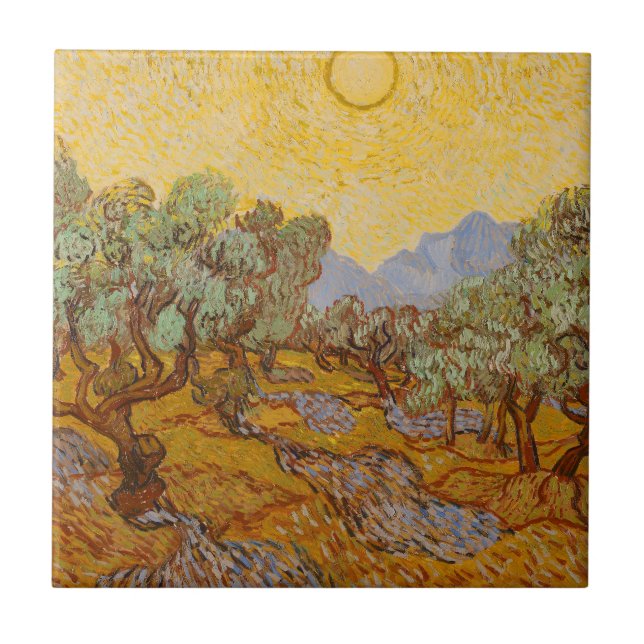 Oliveiras de Van Gogh Sol Amarelo Céu (Frente)