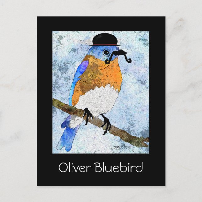 Oliver Bluebird com bigode, cartões postais (Frente)