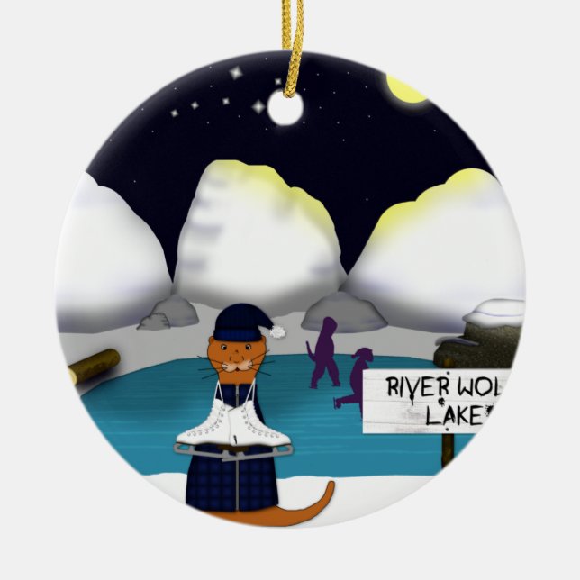 Oliver The Otter Skates no Ornamento da Cerâmica d (Frente)