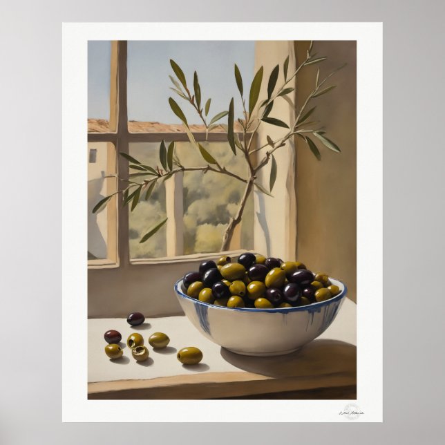 Olives Still Life by Window Poster (Frente)