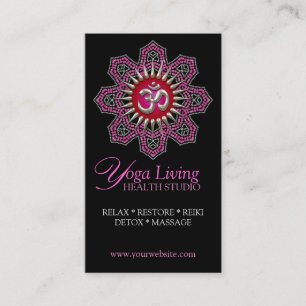 Om Yoga Pink Mandala Sparkle Cartões de visitas