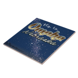 Omaha, poster de viagens de voo vintage de Nebrask