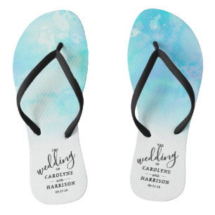 Ombre Chinelos de Casamento por Aquarela - Azul