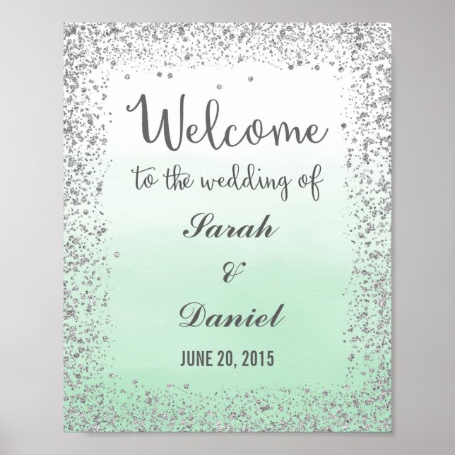 Ombre Mint e Silver Welcome Poster (Frente)