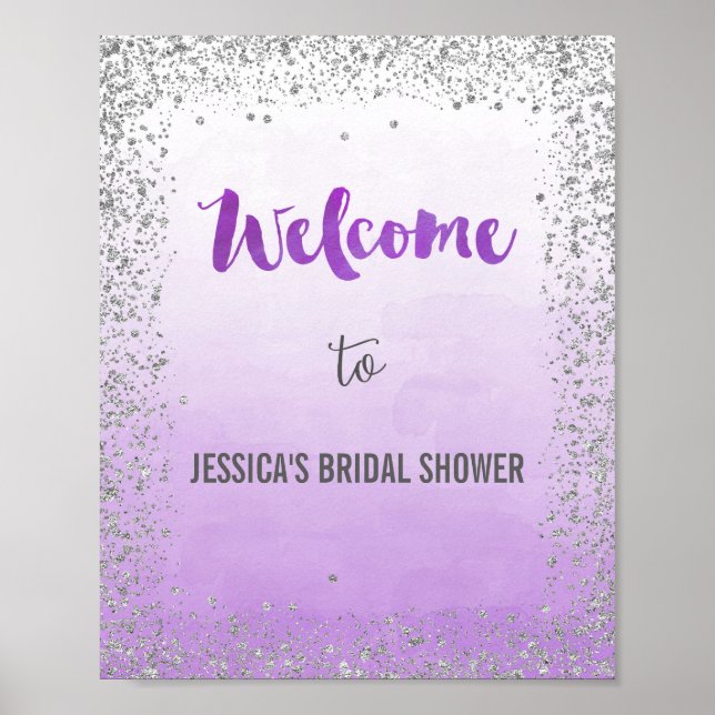 Ombre Purple e Silver Welcome Poster (Frente)