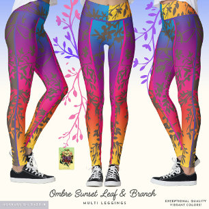 Ombre Sunset Leaf e Branch Leggings