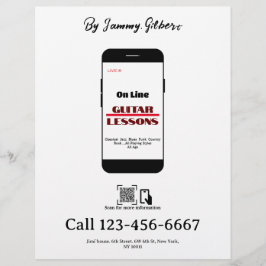 On Line Guitar Lessons Folheto impressão frente e 