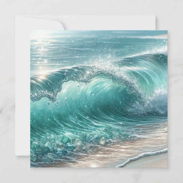 Onda Azul Bonita com Brilhos (Frente)