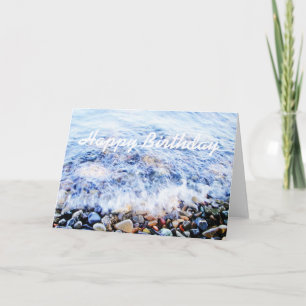 Onda azul de cartão verde de aniversário