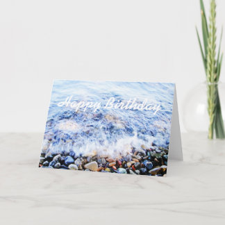 Onda azul de cartão verde de aniversário