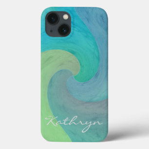 Onda de Aquarela Arte Personalizada Turquesa Verde