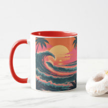 Onda do Pôr do Sol Vintage | Caneca de Café Tropic