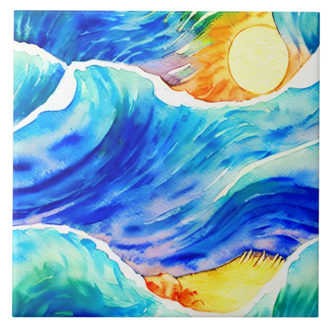 Onda louca de oceano escandinava desenhada pela mã (Frente)