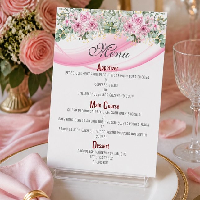 Onda Rosa & Menu Floral 4,5" x 6,25" (Criador carregado)