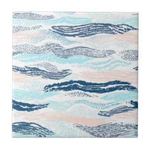Ondas Abstratas do Oceano Padrão Texturizado Azul