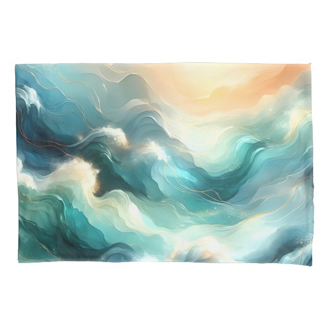 Ondas Abstratas Fluxo Oceano Dourado (Frente)
