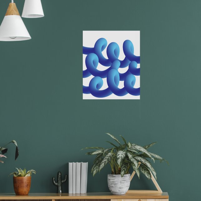 Ondas Abstrato poster Azul (Sala de Estar 1)
