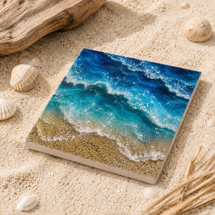 Ondas Azuis de Resina Falsa Costa Praia