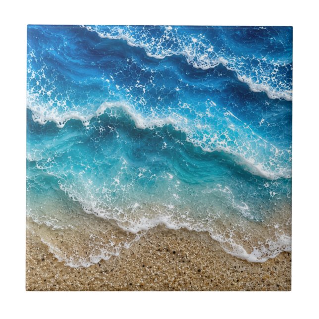 Ondas Azuis de Resina Falsa Costa Praia (Frente)