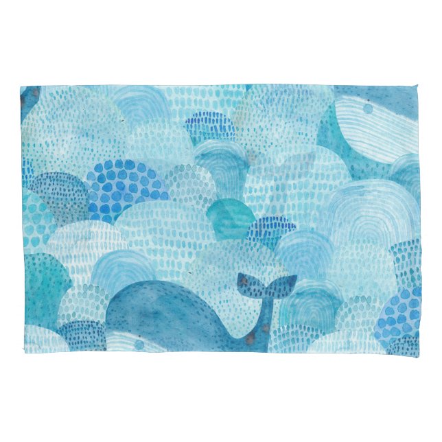 Ondas, baleia, textura azul infantil (Frente)