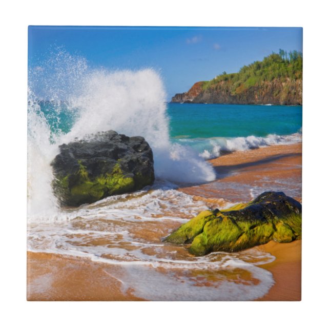 Ondas batem na praia, Havaí (Frente)