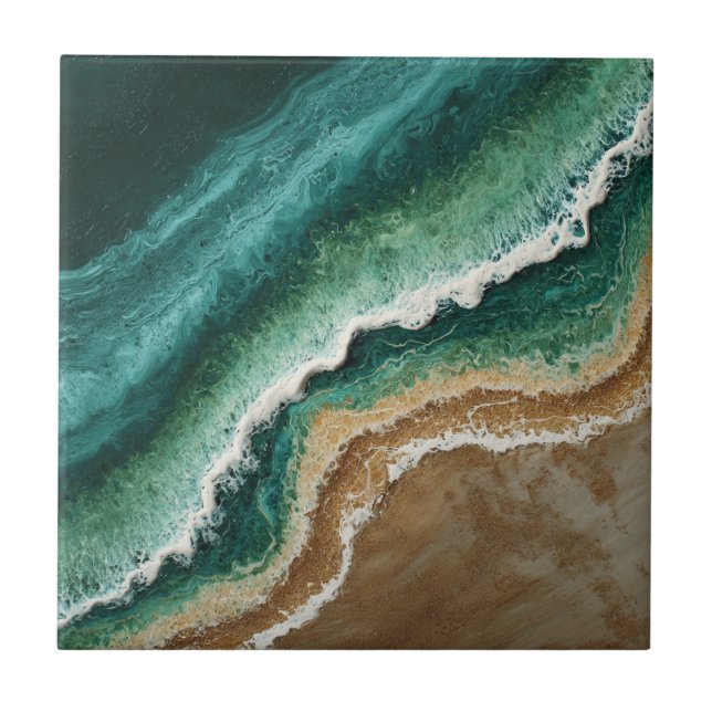 Ondas Costeiras de Resina Falsa Verde Praia (Frente)