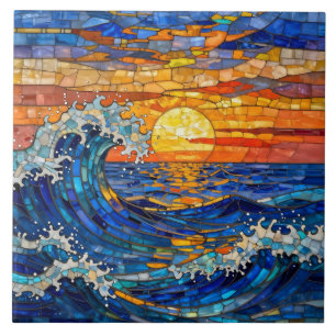 Ondas Costeiras Oceânicas Pôr do Sol