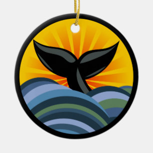 Ondas da cauda da baleia e ornamento do Sunburst