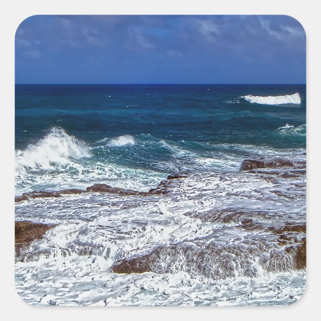 Ondas De Cruzamento No Adesivo Quadrado De Rochas (Frente)