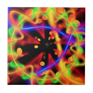 Ondas de Luz Neon Fractal Abstrato -
