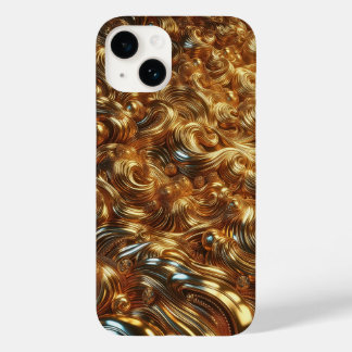 Ondas de Ouro Líquido 3D de Luxo e Pérolas Metálic