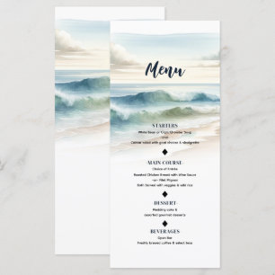 Ondas de Praia em Aquarela Menu de Casamento Coste