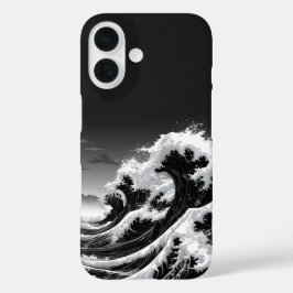 Ondas de tsunami em preto e branco