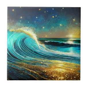 Ondas Divergentes Brilhantes do Oceano