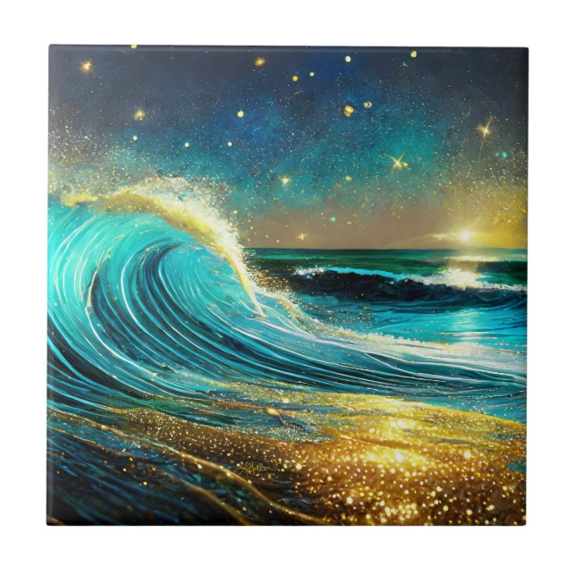Ondas Divergentes Brilhantes do Oceano (Frente)