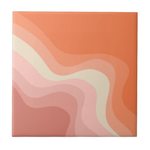 Ondas do estilo retrô cor-de-rosa e laranja