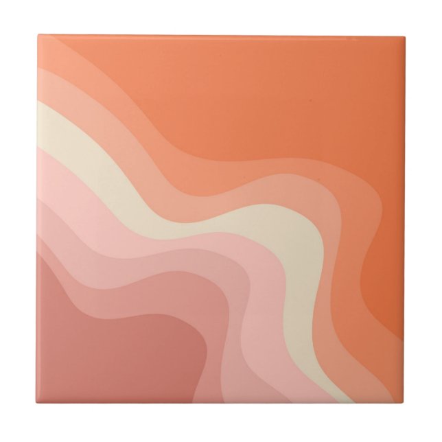 Ondas do estilo retrô cor-de-rosa e laranja (Frente)
