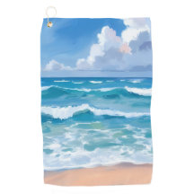 Ondas do Oceano Azul | Aquarela do Mar da Praia