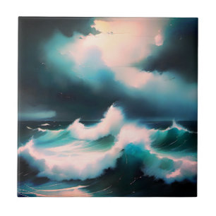 Ondas do oceano azul bonito pintura